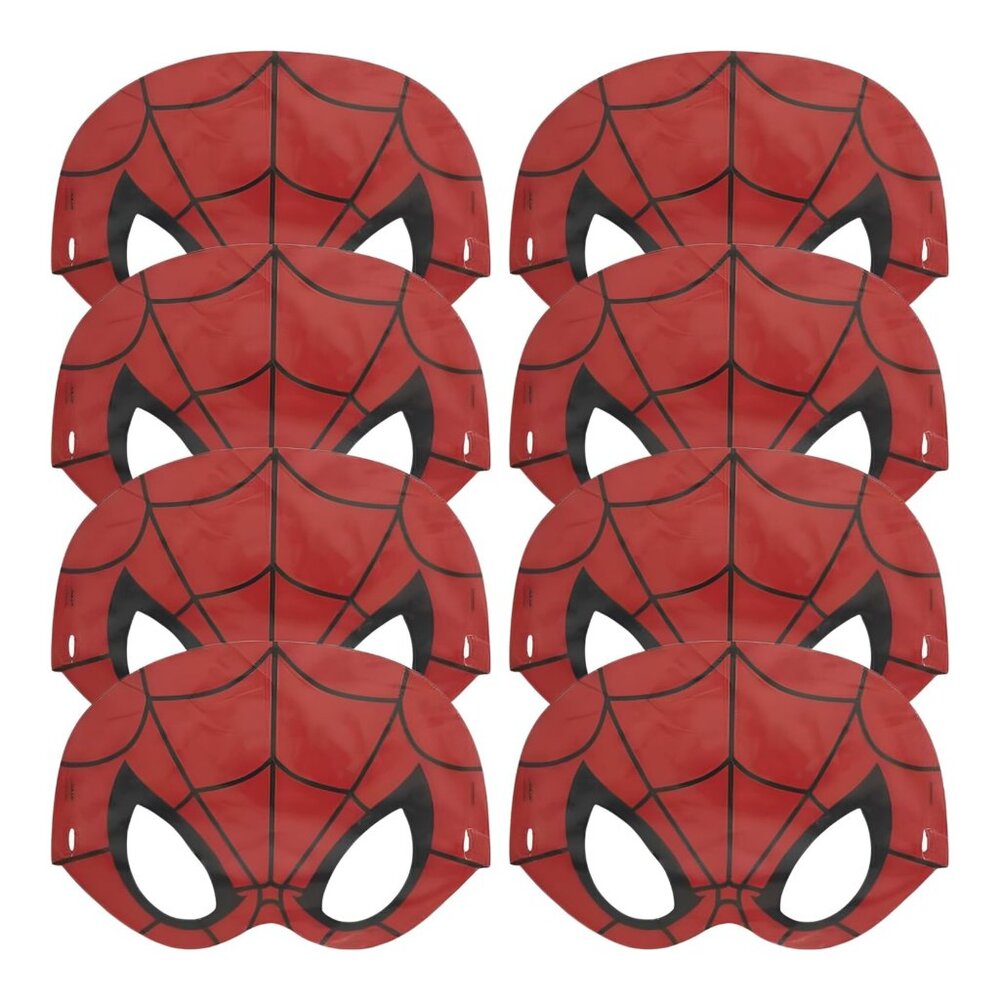 Unique Spider-Man Birthday Party Masks, 8-Pack - Child-Size Red Paper Masks with
